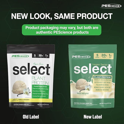 PEScience Select Vegan Protein Powder, Plant Based Protein Powder, Amazing Taste, Smooth Texture, Pea and Brown Rice Blend, Dairy Free, Lactose Free, Gluten Free - Vanilla Indulgence, 5 Servings