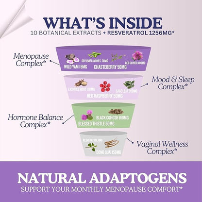 11-in-1 Hormonal Balance, Relief for Menopause Symptoms, Helps Reduce Hot Flashes, Night Sweats, and Mood Swings, Clinically Proven Ingredients, Natural PMS Support, Made in USA, 3rd Party-Tested