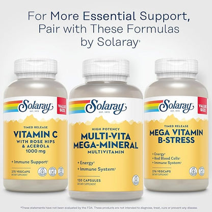SOLARAY Multi-Vita Mega-Mineral Multivitamin for Women and Men with Vitamin D, Vitamin C, Magnesium, Zinc and More - Energy and Immune System Support - 60-Day Guarantee - 30 Servings, 120 Capsules