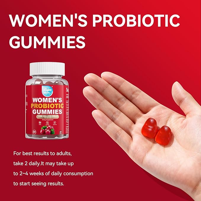 Probiotic for Women Gummies,Feminine Balance Gummies, -1200 Billion Compound, Digestive & Immune Support, Supports Vaginal Health Prebiotics, Natural Cranberry Flavor, Vegan, 60 Gummies