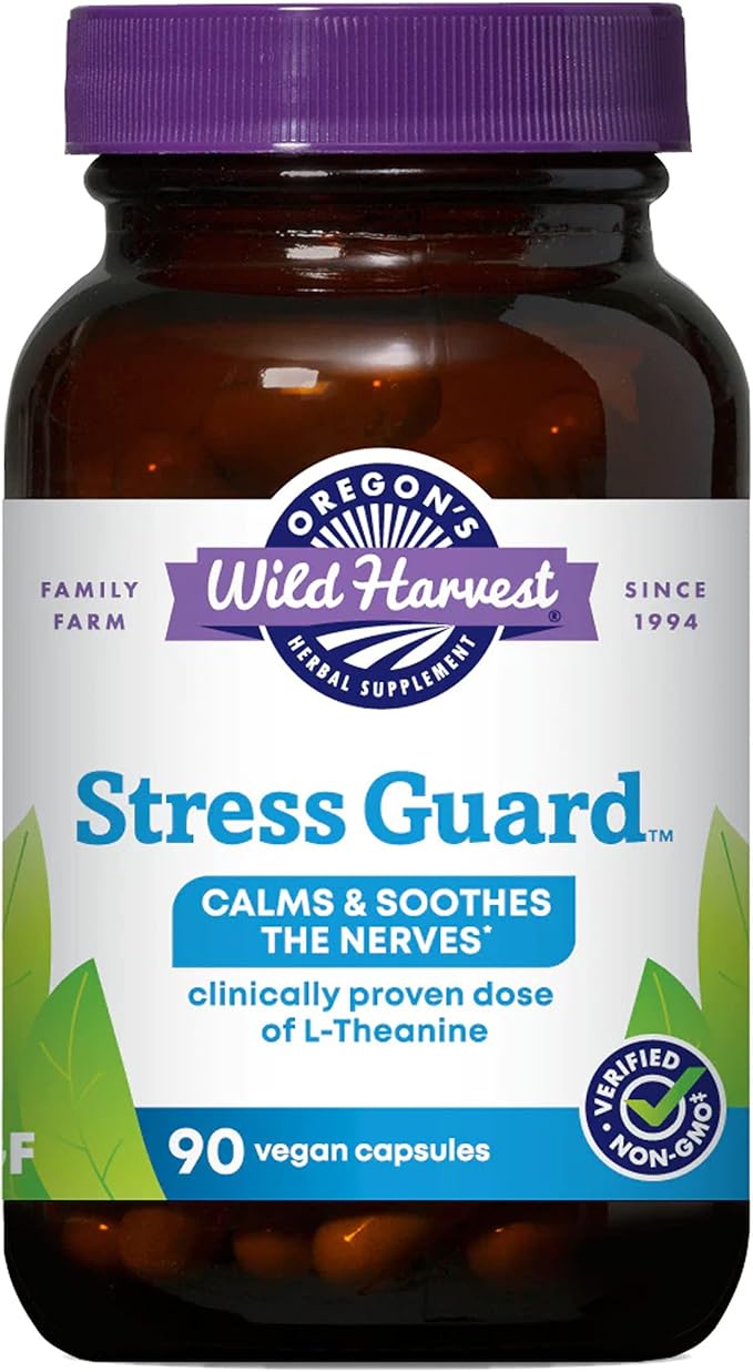 Oregon's Wild Harvest, Stress Guard, L-Theanine Supplement for Natural Relief, 90 Capsules