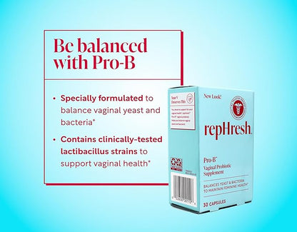 RepHresh Pro-B Vaginal Probiotic Supplement, 30 Capsules, Pack of 2