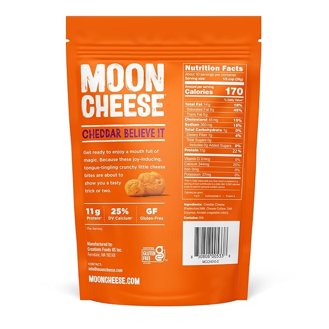 Moon Cheese Cheddar Believe It, 10 Ounce, 2-Pack, Crunchy, Protein-Rich Cheese Snack, Keto Friendly, 100% Real Cheese