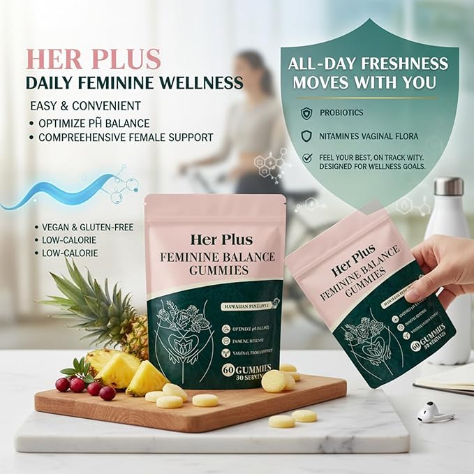 Nutrition Feminine Gummies, Premium Feminine Balance Gummies for Women Health, Hawaiian Pineapple Flavor, Vegan Gluten Free 60 Gummies 30 Servings