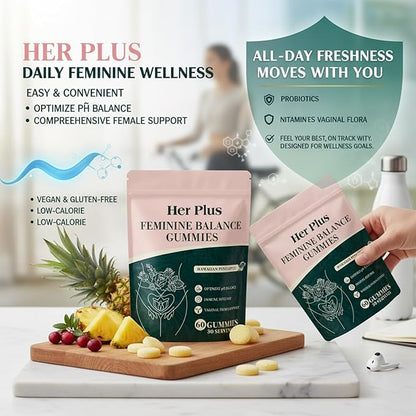 Nutrition Feminine Gummies, Premium Feminine Balance Gummies for Women Health, Hawaiian Pineapple Flavor, Vegan Gluten Free 60 Gummies 30 Servings