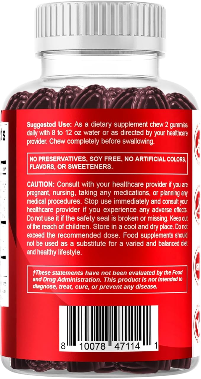 Vitamatic Cranberry Gummies with D-Mannose, Probiotics, Vitamin C – Plant-Based Botanical Extract – Vegan, Non-GMO – 60 Count
