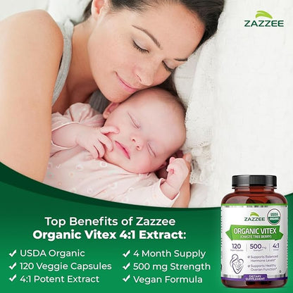 Organic Hormone Balance for Women | Organic Black Cohosh & Vitex Chasteberry Supplements for Women for Cycle Regulation Fertility Support & Overall Hormonal Balance | ISO Lab Tested (120 Servings)