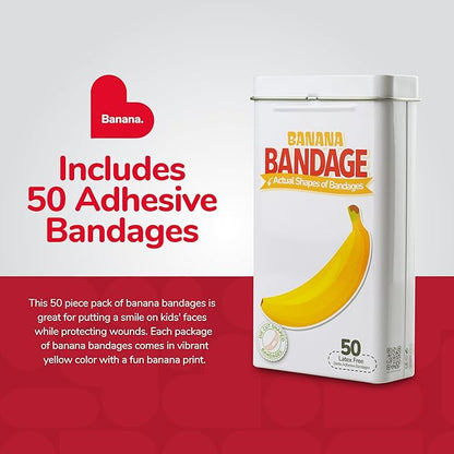 BioSwiss Bandages, Banana Shaped Self Adhesive Bandage Set, Latex Free, Sterile Wound Care, 50 Count
