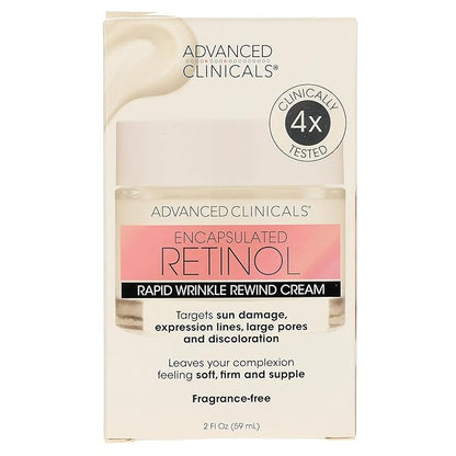 Advanced Clinicals Retinol Cream Face Moisturizer | Encapsulated Retinol Lotion For Face With Ferulic Acid + Vitamin E To Soften Appearance Of Crepey Skin & Look of Fine Lines & Wrinkles, 2.5 Fl Oz