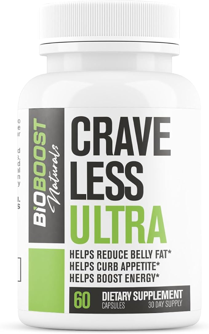 Crave Less Ultra - Supports GLP-1 Pathway Function - Weight Loss Pills/Appetite Suppressnt + Fat Burner for Women & Men | Increase Energy - 3rd Party Tested Formula - 60 Capsules for Adults
