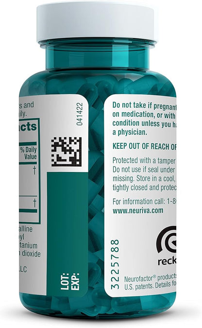 NEURIVA Original Decaffeinated Clinically Tested Nootropic Brain Supplement for Memory,Focus & Concentration,NeuroFactor & Phosphatidylserine,28ct Capsules,(Pack of 2)