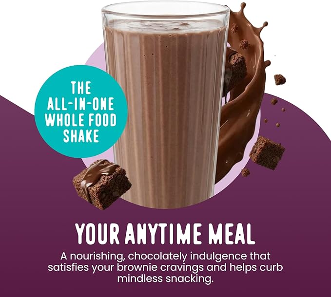 FlavCity All in One Protein Shake Powder, Brownie Batter - On the Go Meal Alternative + Collagen Peptides, Reishi & Cordyceps - Focus, Skin, Hair & Joint Support - 100% Grass Fed Whey, 20 Servings