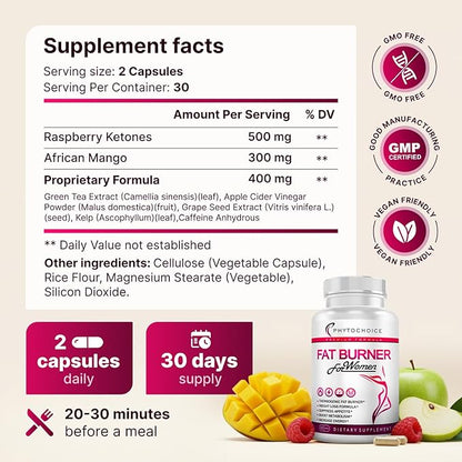Belly Fat Burner for Women – Powerful Weight Loss Pills That Target Stubborn Belly & Thigh Fat – Thermogenic Metabolism Booster, Appetite Suppressant & Bloating Relief – Advanced Slimming Formula