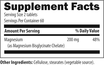 Designs for Health Magnesium Chelate Tablets - 200mg Magnesium Bisglycinate Chelate - Non-GMO Supplement Designed to be Easier on the Stomach (120 Tablets)