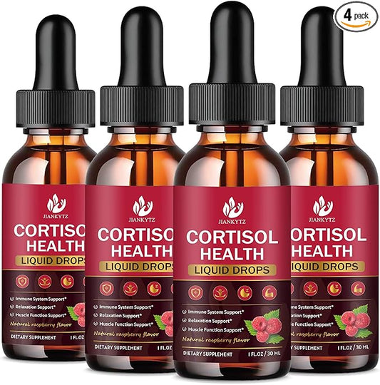(4 Pack) Cortisol Liquid Drops for Women - Balanced Cortisol, Hormone Balance Support, Cortisol Supplements for Women with Magnesium Complex, Rhodiola Rosea, Ashwagandha, Sugar-Free, 1 Fl Oz