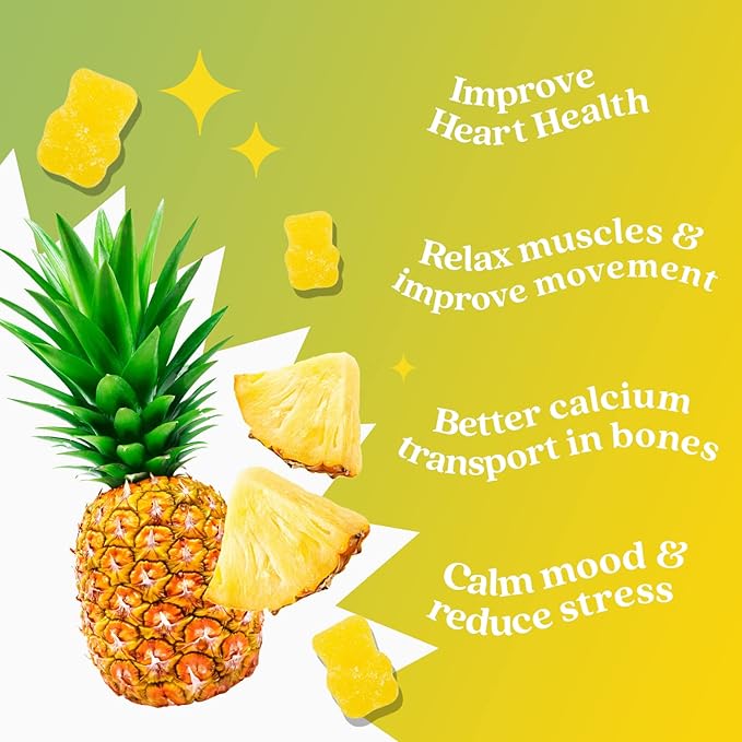 BeLive Magnesium Glycinate Gummies 200 mg - Sugar Free Supplement for Muscle Relaxation, Sleep Support, & Heart Health for Adults & Kids - Pineapple Flavor - 2 Pack, 120 Count