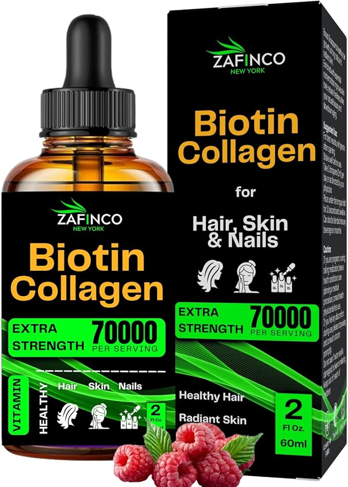 Liquid Biotin & Collagen Drops - 70000 mcg Extra Strength Biotin Drops supports Anti-Aging,Hair Growth,Glowing Skin & Nail Growth Vitamins for Women & Men. Suger free,Gluten free Non GMO Halal