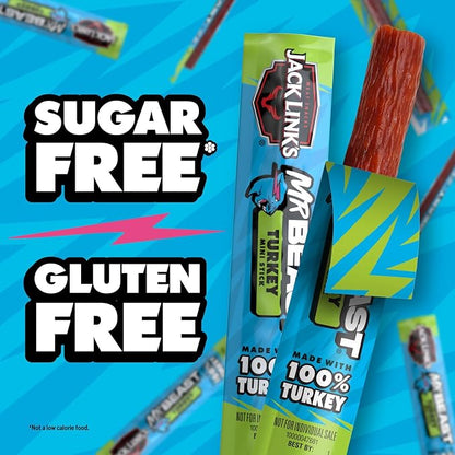 Jack Link’s x MrBeast Turkey Mini Sticks,As Seen on Beast Games,8g Protein,Made with 100% All Natural Turkey,Zero Sugar,Pantry-Ready Snacks,(Pack of 24)