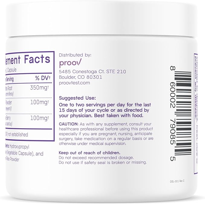 Proov - Pro - Promotes Progesterone Production - Hormone Balance for Women - Fertility & Menopause Support - Vitex, Ashwagandha, Maca - Herbal Supplement – 30 Capsules - 2 Month Supply