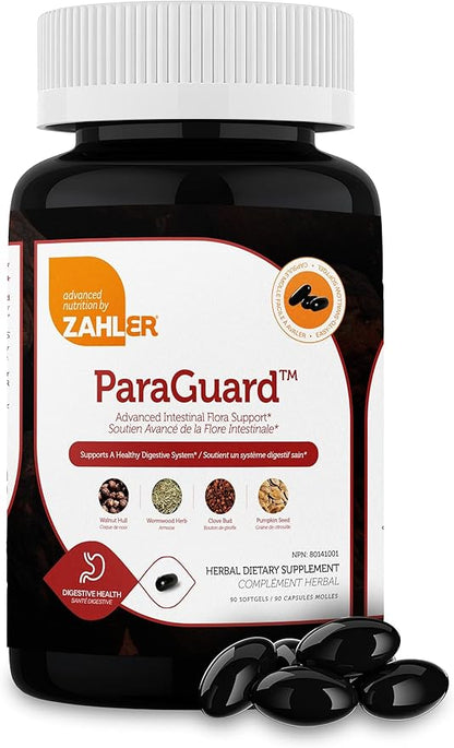 Zahler - ParaGuard Cleanse Softgels - Gut Health Detox Supplement - Formula has Wormwood, Garlic Bulb, Pumpkin Seed, Clove & More - Natural Cleanse Detox for Humans - Certified Kosher 90 Count