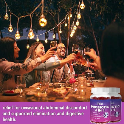 Probiotic Kombucha Gummies | Sugar Free | Probiotics Fiber Supplement for Women and Men | 1.6 Billion CFU Lactobacillus Plantarum & Slippery Elm for Bloating & Gut Health | Strawberry Flavor