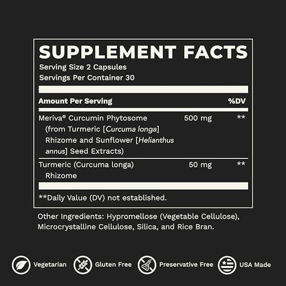 LifeSeasons Essentials Meriva Turmeric - Curcumin Phytosome Supplement - Supports Muscles Joints Bones & Liver - Enhance Circulation & Heart Health - Eases Body Stiffness & Aches - 60 Capsules