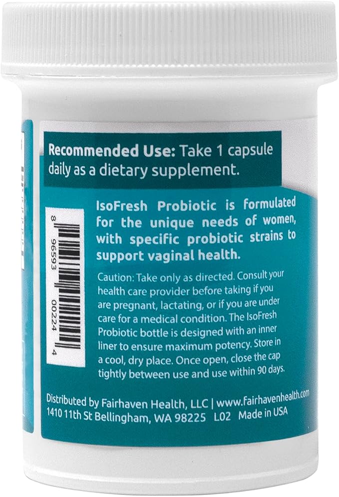 Fairhaven Health IsoFresh Vaginal Probiotics for Women | Supports Healthy pH Balance for Women and Vaginal Odor* | One Per Day | Lactobacillus Blend | Gluten Free Supplement | 30 Capsules