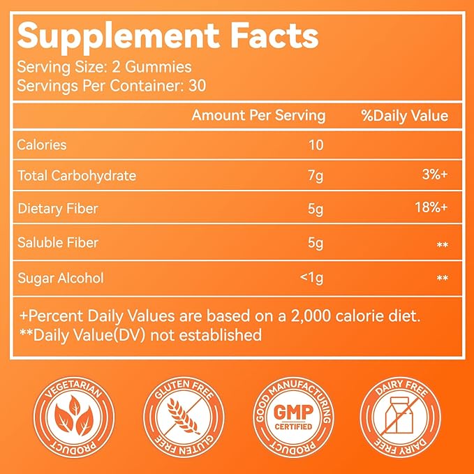 Fiber Gummies for Women and Men – Dietary Fiber, Gut Health Support, Vegan, Non-GMO, Non-Gluten, Mixed Berry & Strawberry Flavors, 60 Count(Pack of 2)