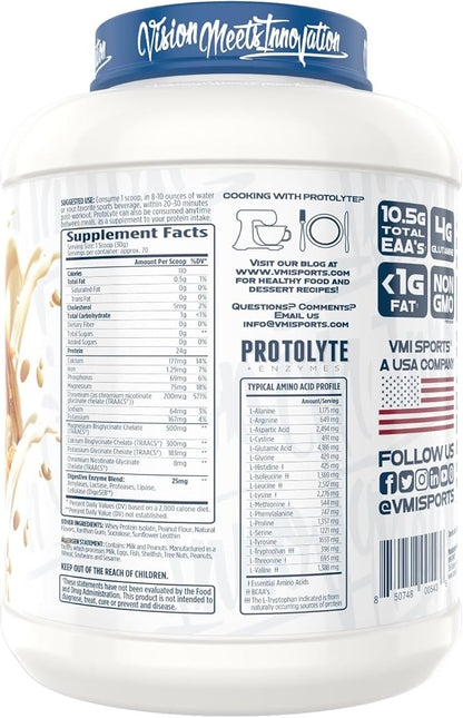 VMI Sports | ProtoLyte Whey Isolate Protein Powder | Low Calorie Whey for Weight Loss and Muscle Gain | Digestive Enzymes | Non-GMO (4.6 lb, Vanilla Peanut Butter)