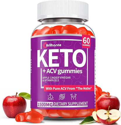 Keto ACV Gummies, Organic Apple Cider Vinegar Gummies Sugar Free: Apple Cider Vinegar with Mother, Vitamin B12 & B6, Gut Health, Metabolism, Gluten Free & Vegan, Beet Root - 60 Count
