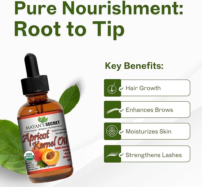 Pure Carrier and Essential Oils for Skin Care, Hair, Body Moisturizer for Face-Anti Aging Skin Care (Apricot Oil, 4oz)