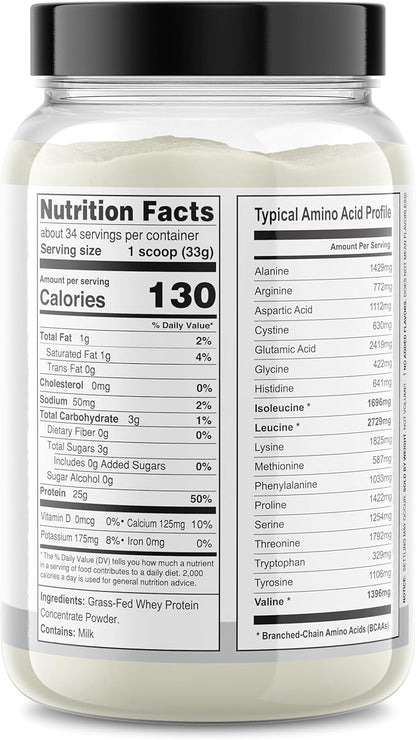 It's Just! - 100% Whey Protein Concentrate, Grass-Fed Pasture Raised, Made in Australia, RBST/rBGH Hormone Free, Premium WPC-80, No Added Flavors (Grass-Fed Unflavored, 2.5 Pound)