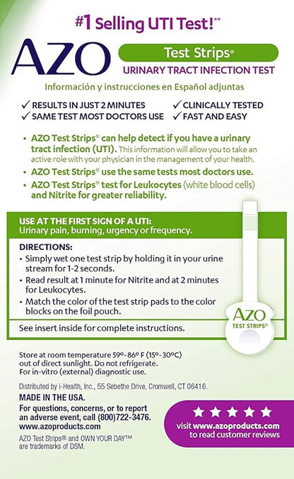 AZO Urinary Tract Infection (UTI) Test Strips (3 Count) + AZO Urinary Tract Defense (24 Count)
