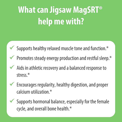 Jigsaw Health MagSRT | Magnesium Supplement with Vitamin B6, Folate & B12 | 120 Tablets | 30 Servings