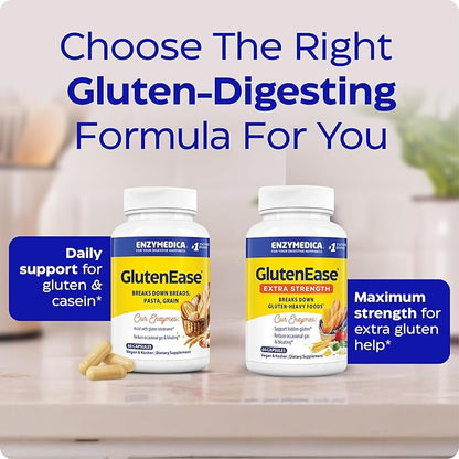 Enzymedica - GlutenEase Extra Strength, Complete Gluten & Casein Formula with Digestive Enzymes + DPP-IV, 30 Capsules