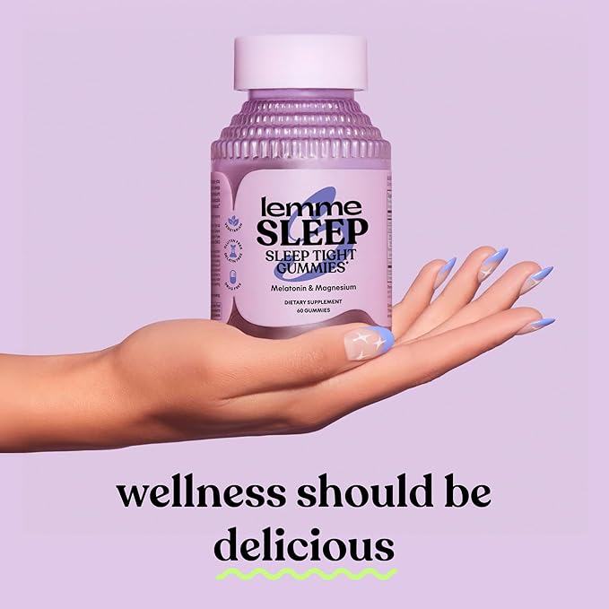 Lemme Sleep Gummies with 5mg Melatonin, Elderberry, Magnesium, L-Theanine, Chamomile and Lavender, Drug-Free Nighttime Sleep Aid, Gluten Free, Gelatin Free, Non GMO, Berry Flavored (60 Count)