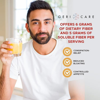 GeriCare Geri-Mucil Psyllium| 4-In-1 Orange-Flavor Psyllium Husk Powder| Daily Fiber Supplement| Sweetened Gluten-Free Fiber Drink Mix| Water-Soluble Husk Fiber Powder For Bowel Movement|13oz (2 Pack)