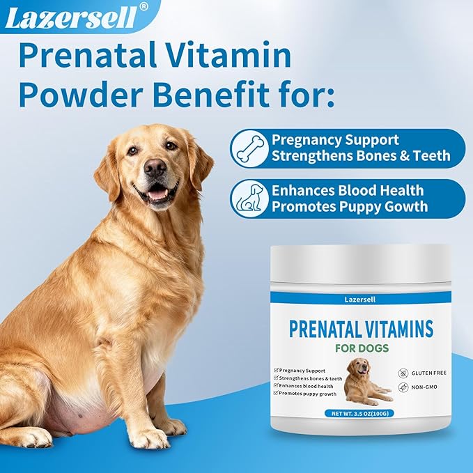 Prenatal Vitamins for Dogs - Aids Healthy Gestation, Puppy Development & Milk Production - Packed with Folic Acid, Calcium, Iron & Key Vitamins - Ideal for Pregnant and Nursing Canines