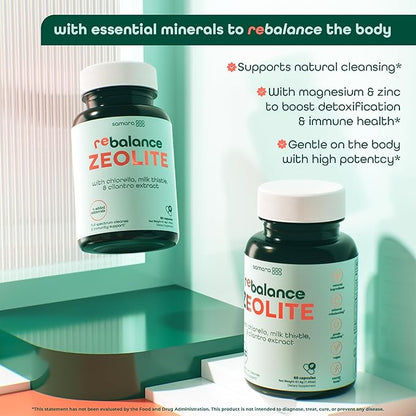 Enhanced Total Body Zeolite Detox - Liver Cleanse Detox & Toxin Binder w/Zeolite Clinoptilolite, Chlorella, Milk Thistle & Minerals, Gut Health & Immune Support for Adults, Vegan Capsules, 60ct