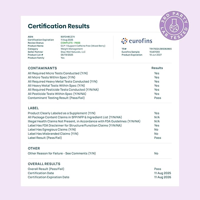 GLP-1 Supplement | GLP 1 Booster Drink Mix to Control Appetite and Cravings | Great Tasting Metabolic Support - Yerba Mate, Garcinia Cambogia, Berberine [Caffeine Free – Mixed Berry]