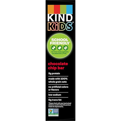 KIND Kids Granola Bars, Chocolate Chip, Gluten Free, Low Sodium, Peanut and Tree Nut Free Snacks, 5g Protein, 5 Count