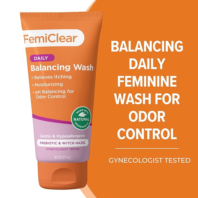 FemiClear Soothing Daily Feminine Wash - Feminine Care Wash for Itching & Irritated Skin, Feminine Hygiene Products, Essentials for Vaginal Health, PH Balance for Women (6FL oz)