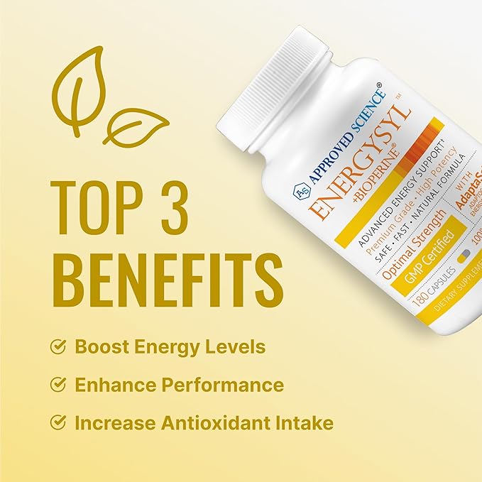 Approved Science Energysyl - Caffeine Free - with Adaptogens, B Vitamins, Bioperine - 360 Capsules - 6 Month Supply