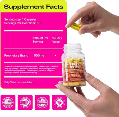 Sweet Spot – Pineapple & Cranberry Vaginal Health Supplement, 60 Capsules – Freshens Taste, Promotes Feminine Balance, Women's pH Balance & Odor Control, with Natural Cinnamon Extract – Made in USA
