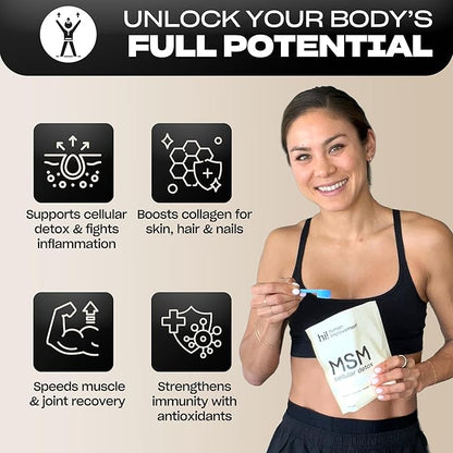 Pure MSM Powder | Organic Sulfur Powder for Skin, Hair, and Nails | Cellular Detox, Joint Health, Immune Boost, & Increased Energy | 99.9% Pure MSM Supplement | Made in the USA, 0g Sugar (64 Servings)