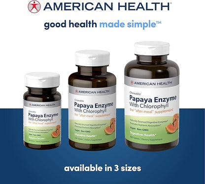 American Health Chewable Papaya Enzyme with Chlorophyll 600 Chwbls