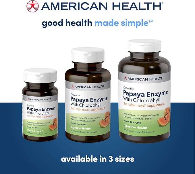 American Health, Papaya Enzyme with Chlorophyll, 250 Count