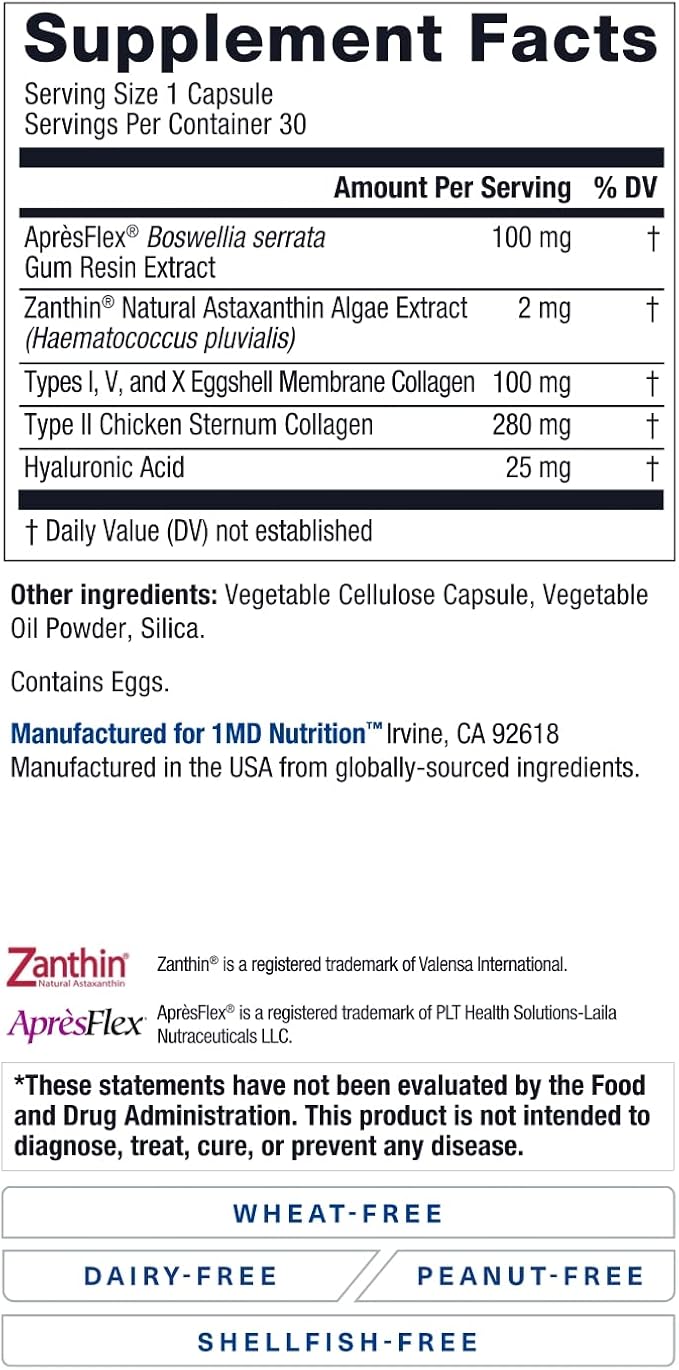 1MD Nutrition MoveMD - Joint Health Supplement - Doctor Formulated | with Collagen, Astaxanthin, and More | 30 Capsules (3-Pack)