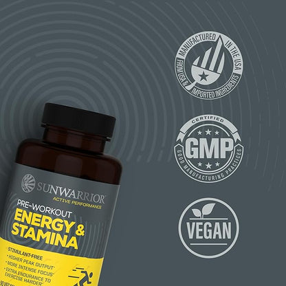 Energy & Stamina Capsules, Caffeine-Free Strength Support, Mushrooms, Thai Ginger for Endurance, Power & Faster Recovery 60 Vegan Capsules