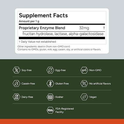 FODZYME® Home Kit Digestive Enzymes for Gut Health, Relief for Bloating, Gas, Constipation, Diarrhea, Abdominal Pain, Low FODMAP, 60 Dose